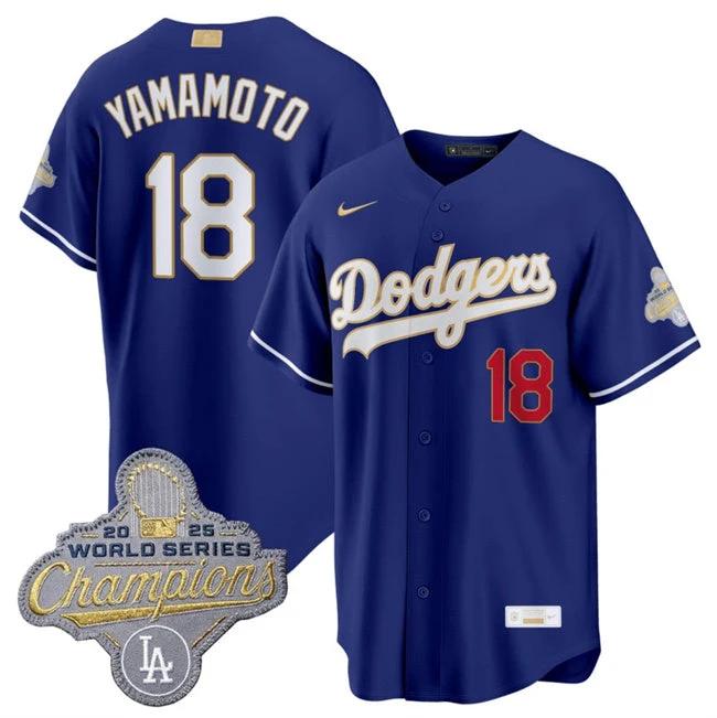Los Angeles Dodgers #18 Yoshinobu Yamamoto Royal 2026 Gold Stitched Jersey by My Store