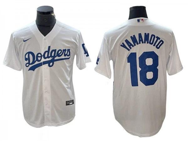 Los Angeles Dodgers #18 Yoshinobu Yamamoto White Cool Base Jersey by My Store