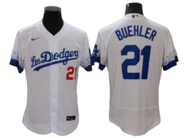 Los Angeles Dodgers #21 Walker Buehler City Connect Flex Base Jersey -White by My Store