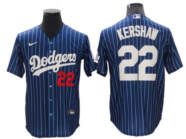 Los Angeles Dodgers #22 Clayton Kershaw Blue Pullover Hoodie by My Store