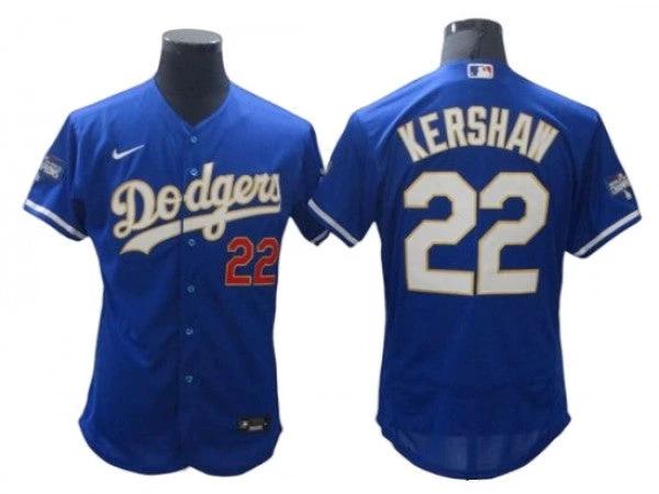 Los Angeles Dodgers #22 Clayton Kershaw Royal 2021 Gold Program Flex Base Jersey by My Store