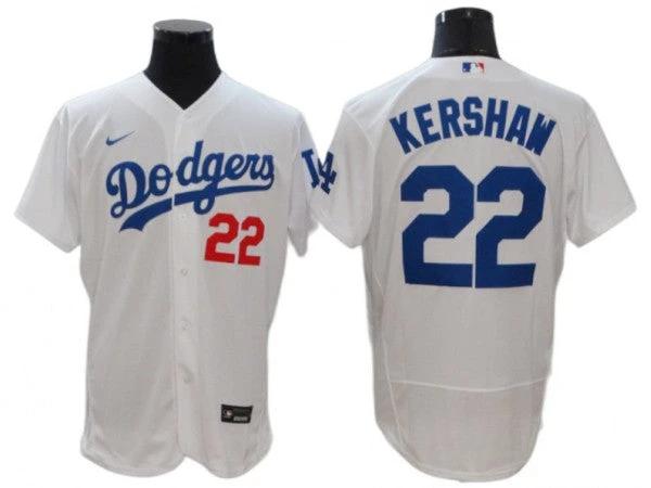 Los Angeles Dodgers #22 Clayton Kershaw White Home Flex Base Jersey by My Store