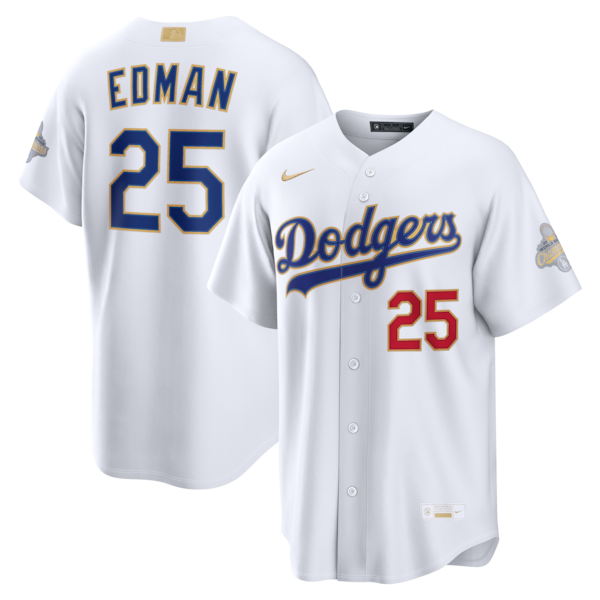 Los Angeles Dodgers #25 Tommy Edman White 2026 Gold Collection Stadium Jersey by My Store