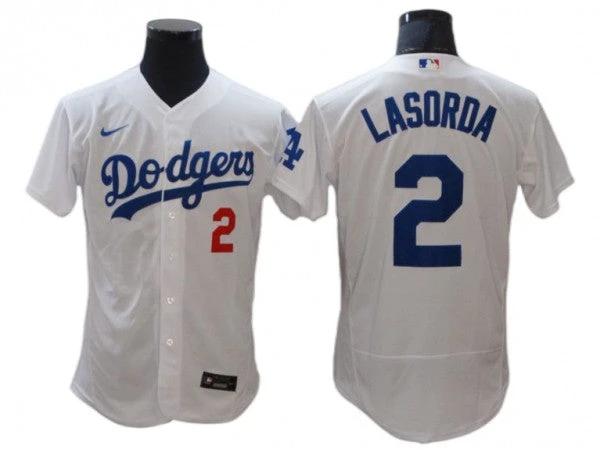 Los Angeles Dodgers #2 Tommy Lasorda White Home Flex Base Jersey by My Store