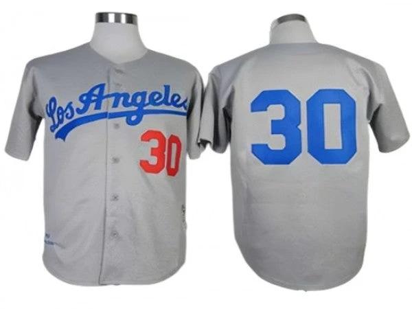 Los Angeles Dodgers #30 Maury Wills Gray 1963 Throwback Jersey by My Store
