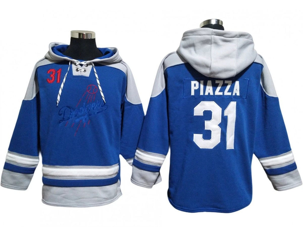 Los Angeles Dodgers #31 Mike Piazza Blue Pullover Hoodie by Hoodie Pullover