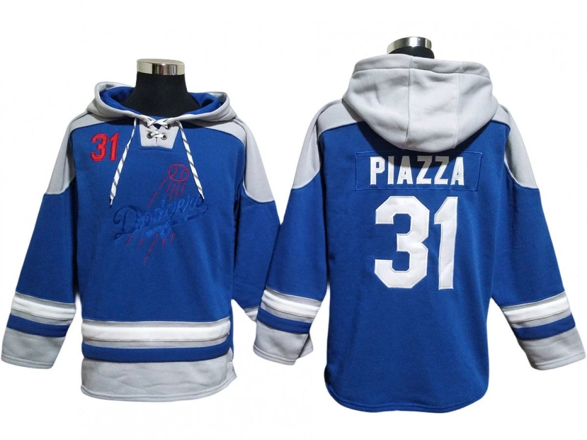 Los Angeles Dodgers #31 Mike Piazza Blue Pullover Hoodie by Hoodie Pullover