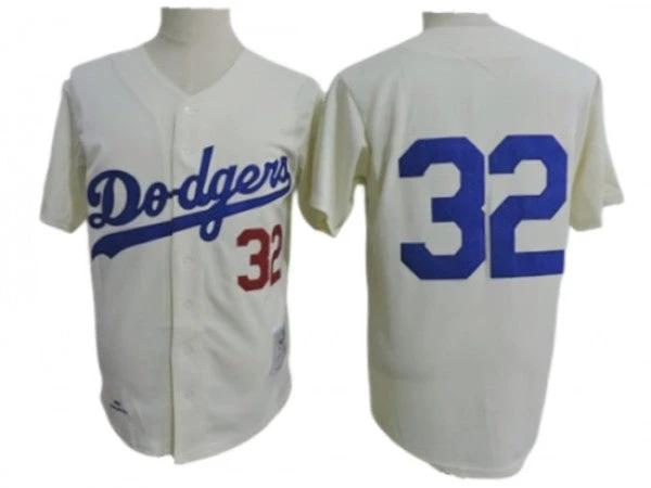 Los Angeles Dodgers #32 Sandy Koufax Cream 1958 Throwback Jersey by My Store