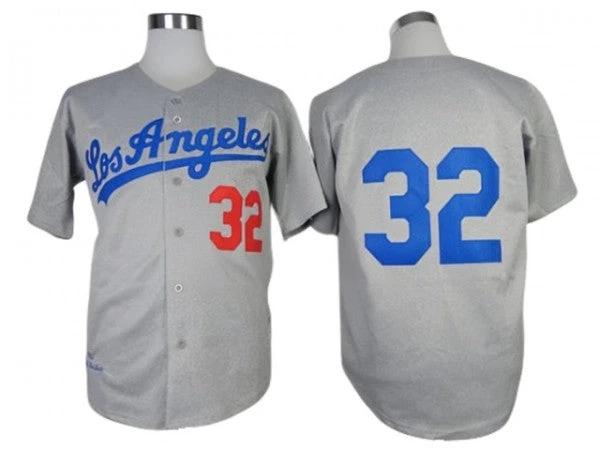 Los Angeles Dodgers #32 Sandy Koufax Gray 1963 Throwback Jersey by My Store