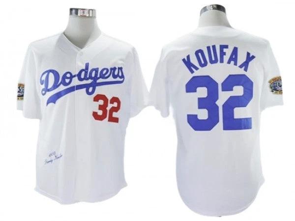 Los Angeles Dodgers #32 Sandy Koufax White 1958 Throwback Jersey by My Store