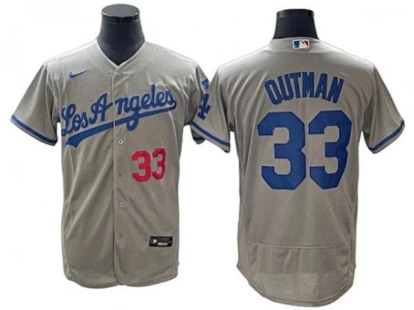 Los Angeles Dodgers #33 James Outman Gray Road Flex Base Jersey by My Store
