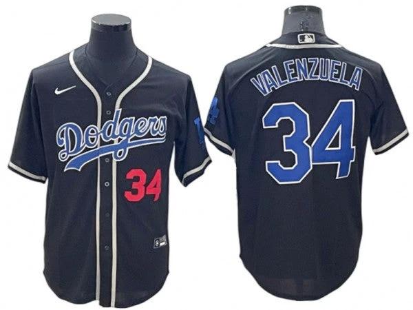 Los Angeles Dodgers #34 Fernando Valenzuela Black Fashion Cool Base Jersey by My Store