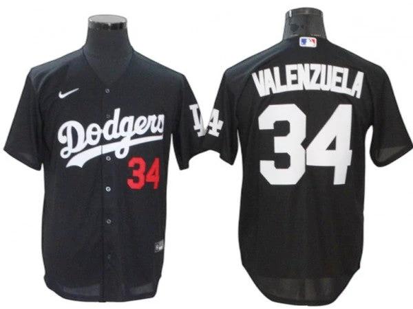 Los Angeles Dodgers #34 Fernando Valenzuela Black Turn Back The Clock Cool Base Jersey by My Store