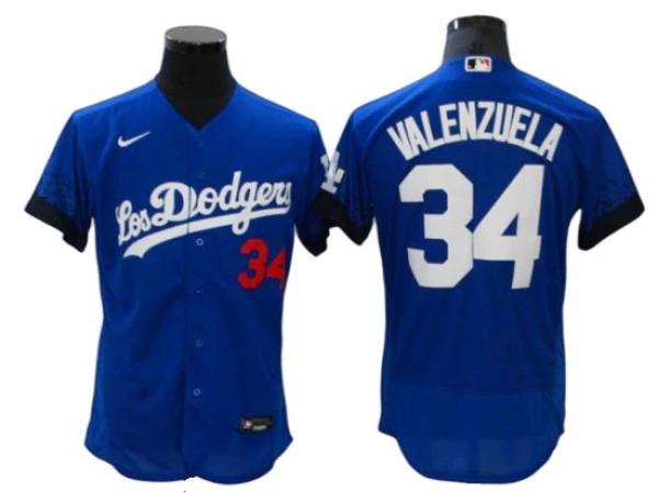 Los Angeles Dodgers #34 Fernando Valenzuela City Connect Flex Base Jersey - Royal by My Store