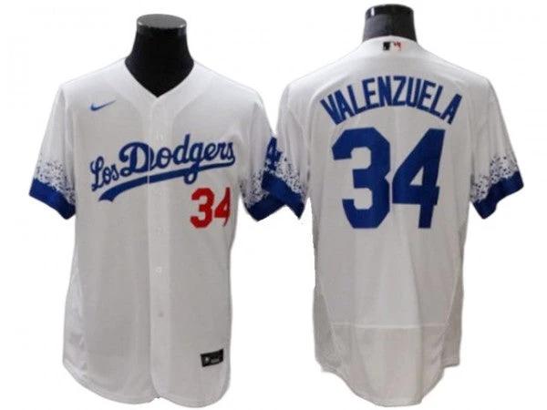 Los Angeles Dodgers #34 Fernando Valenzuela City Connect Flex Base Jersey - White by My Store