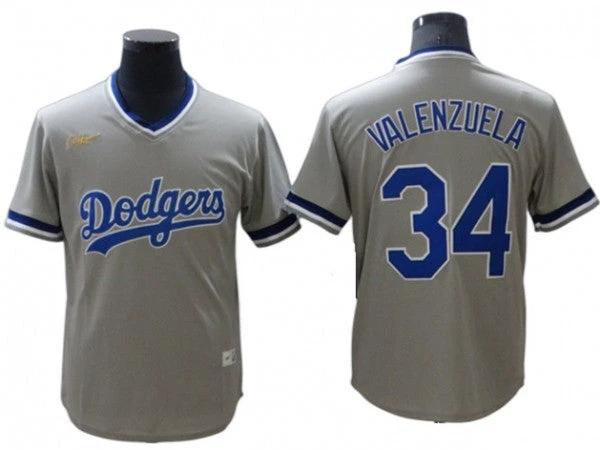 Los Angeles Dodgers #34 Fernando Valenzuela Gray Cooperstown Collection Jersey by My Store