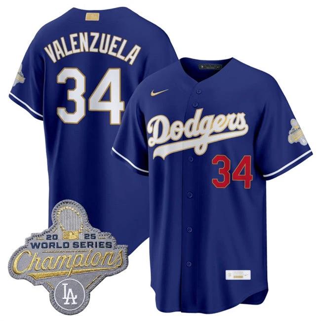 Los Angeles Dodgers #34 Fernando Valenzuela Royal 2026 Gold Stadium Stitched Jersey by My Store