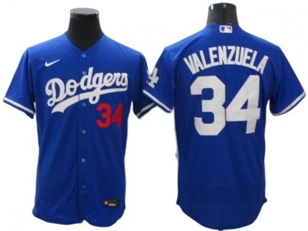 Los Angeles Dodgers #34 Fernando Valenzuela Royal Alternate Flex Base Jersey by My Store
