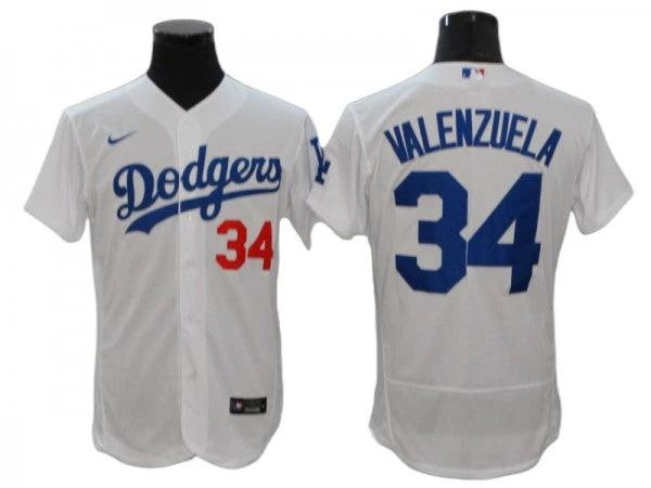 Los Angeles Dodgers #34 Fernando Valenzuela White Home Flex Base Jersey by My Store