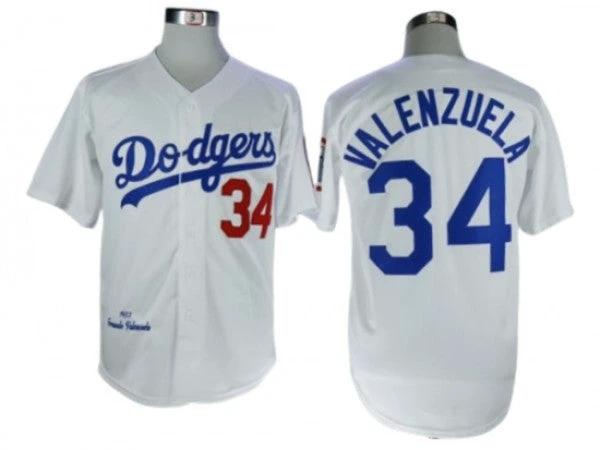 Los Angeles Dodgers #34 Fernando Valenzuela White Throwback Jersey by My Store