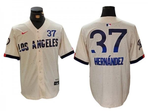 Los Angeles Dodgers #37 Teoscar Hernandez Cream 2024 City Connect Limited Jersey by My Store