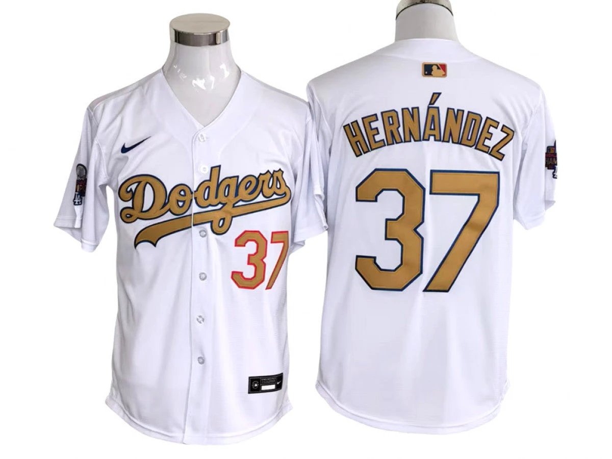 Los Angeles Dodgers #37 Teoscar Hernandez White 2025 Gold Collection Limited Jersey by My Store