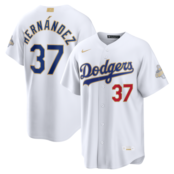 Los Angeles Dodgers #37 Teoscar Hernández White 2026 Gold Stadium Jersey by My Store