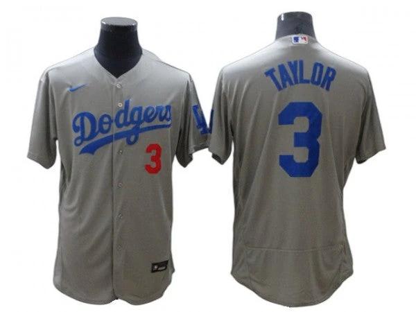 Los Angeles Dodgers #3 Chris Taylor Gray Road Flex Base Jersey by My Store