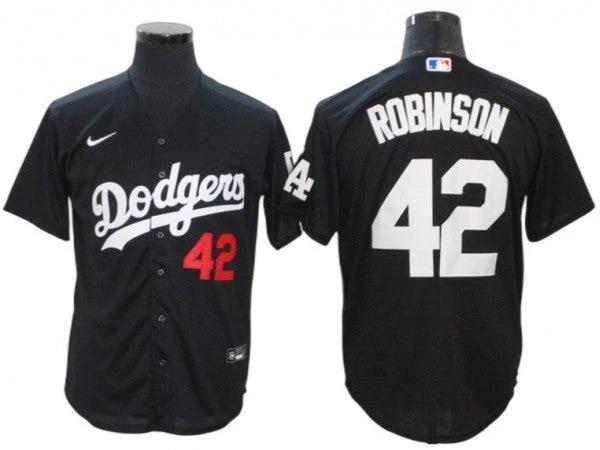 Los Angeles Dodgers #42 Jackie Robinson Black Turn Back The Clock Cool Base Jersey by My Store