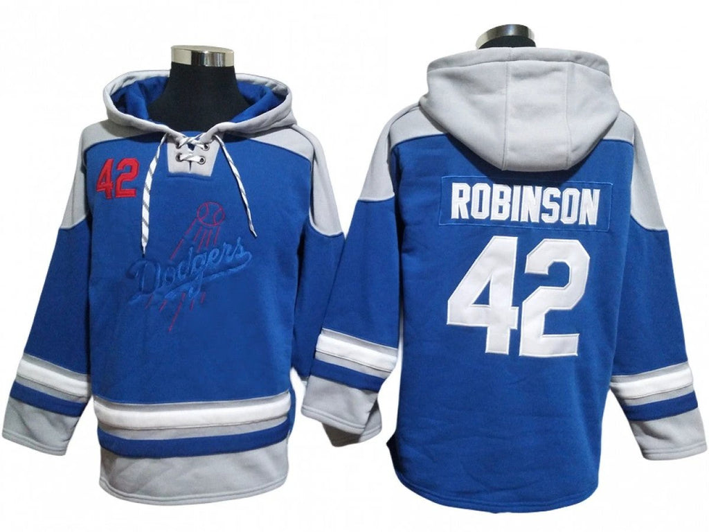 Los Angeles Dodgers #42 Jackie Robinson Blue Pullover Hoodie by Hoodie Pullover