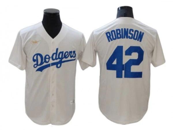 Los Angeles Dodgers #42 Jackie Robinson Cream Cooperstown Collection Cool Base Jersey by My Store