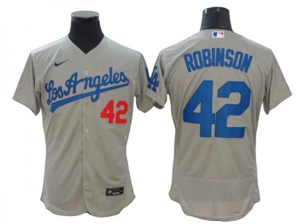 Los Angeles Dodgers #42 Jackie Robinson Gray Road Flex Base Jersey by My Store