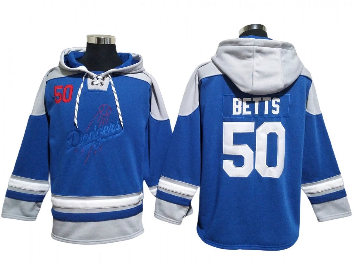 Los Angeles Dodgers #50 Mookie Betts Blue Pullover Hoodie by Hoodie Pullover