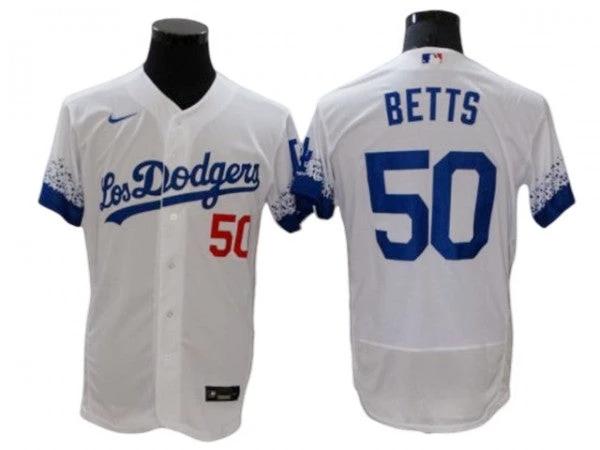 Los Angeles Dodgers #50 Mookie Betts City Connect Flex Base Jersey - White by My Store