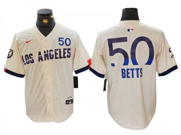 Los Angeles Dodgers #50 Mookie Betts Cream 2024 City Connect Limited Jersey by My Store