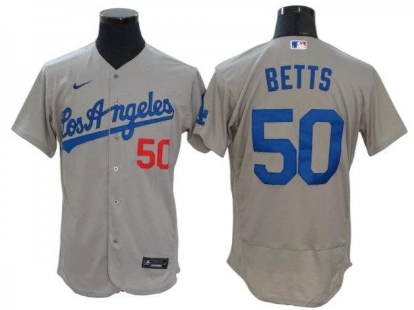 Los Angeles Dodgers #50 Mookie Betts Gray Road Flex Base Jersey by My Store