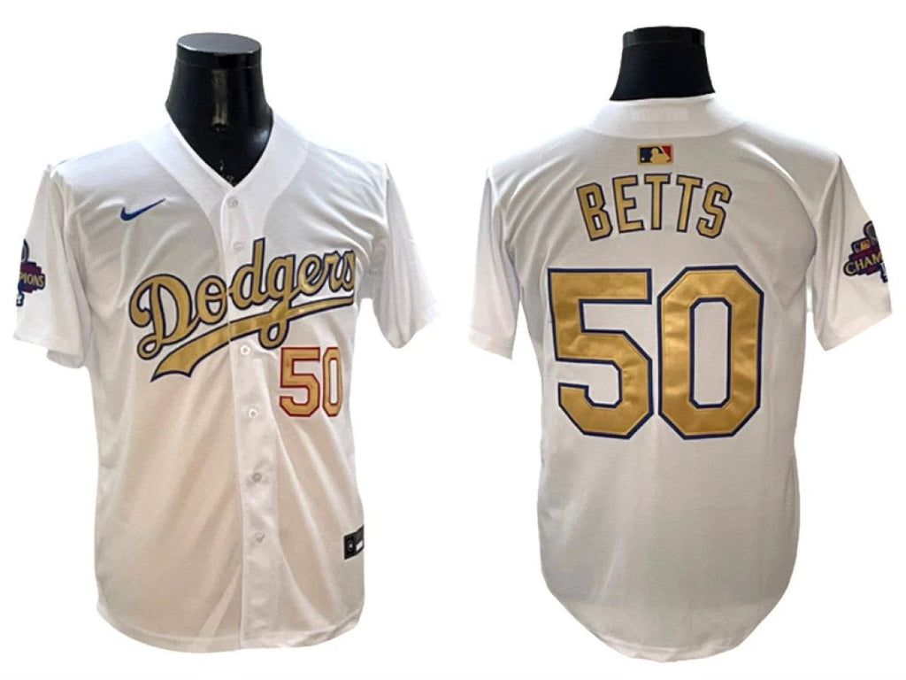 Los Angeles Dodgers #50 Mookie Betts White 2025 Gold Collection Limited Jersey by My Store