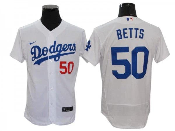 Los Angeles Dodgers #50 Mookie Betts White Home Flex Base Jersey by My Store