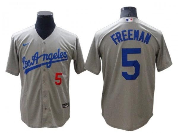Los Angeles Dodgers #5 Freddie Freeman Gray Road Cool Base Jersey by My Store