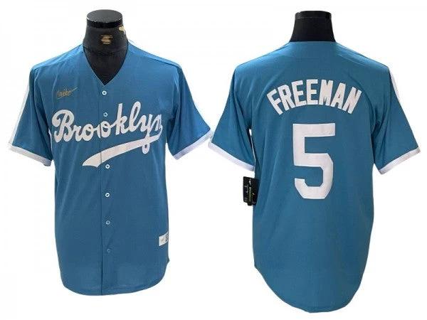 Los Angeles Dodgers #5 Freddie Freeman Light Blue Cooperstown Collection Jersey by My Store