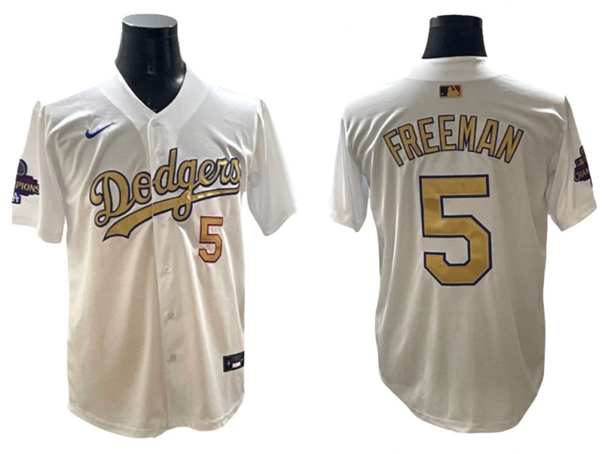 Los Angeles Dodgers #5 Freddie Freeman White 2025 Gold Collection Limited Jersey by My Store