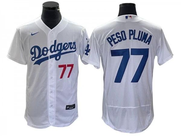 Los Angeles Dodgers #77 Peso Pluma White Flex Base Jersey by My Store