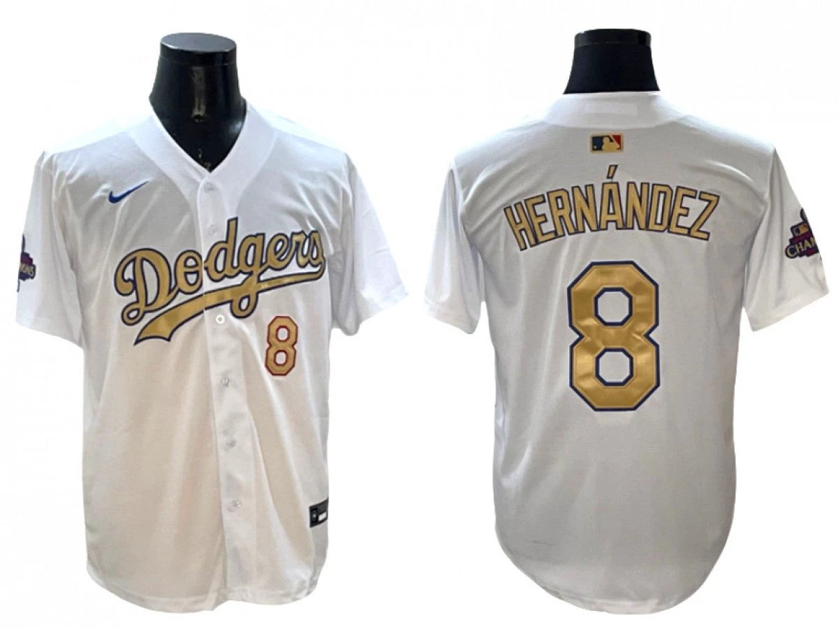 Los Angeles Dodgers #8 Enrique Hernández White 2025 Gold Collection Limited Jersey by My Store