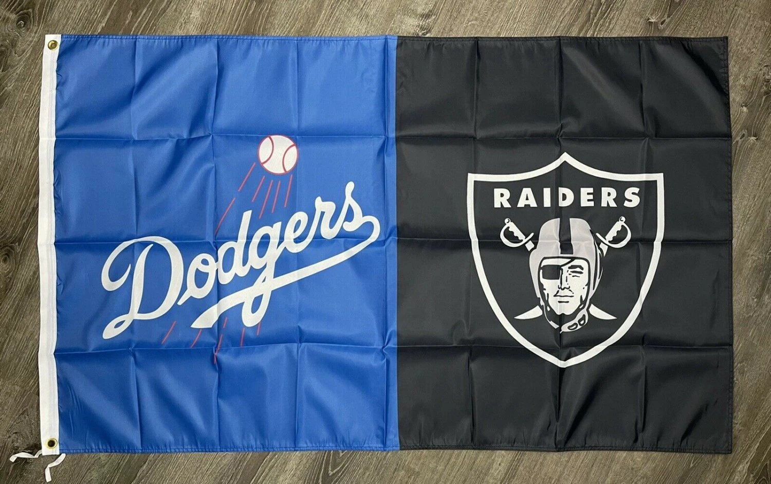 Los Angeles Dodgers vs Oakland Raiders Flag 3x5 ft Sports Banner Garage by flagsjustdoit