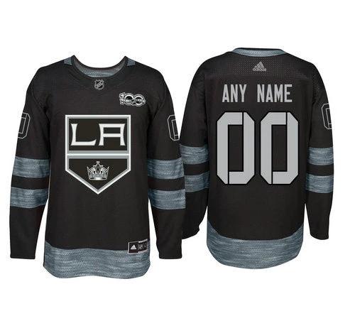 Los Angeles Kings Black 1917-2017 100th Anniversary Stitched NHL Custom Jersey by Hockey David