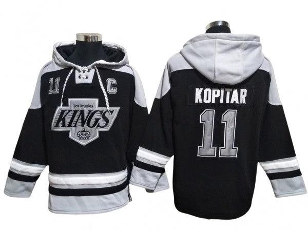 Los Angeles Kings #11 Anze Kopitar Black Pullover Hoodie by Hockey David
