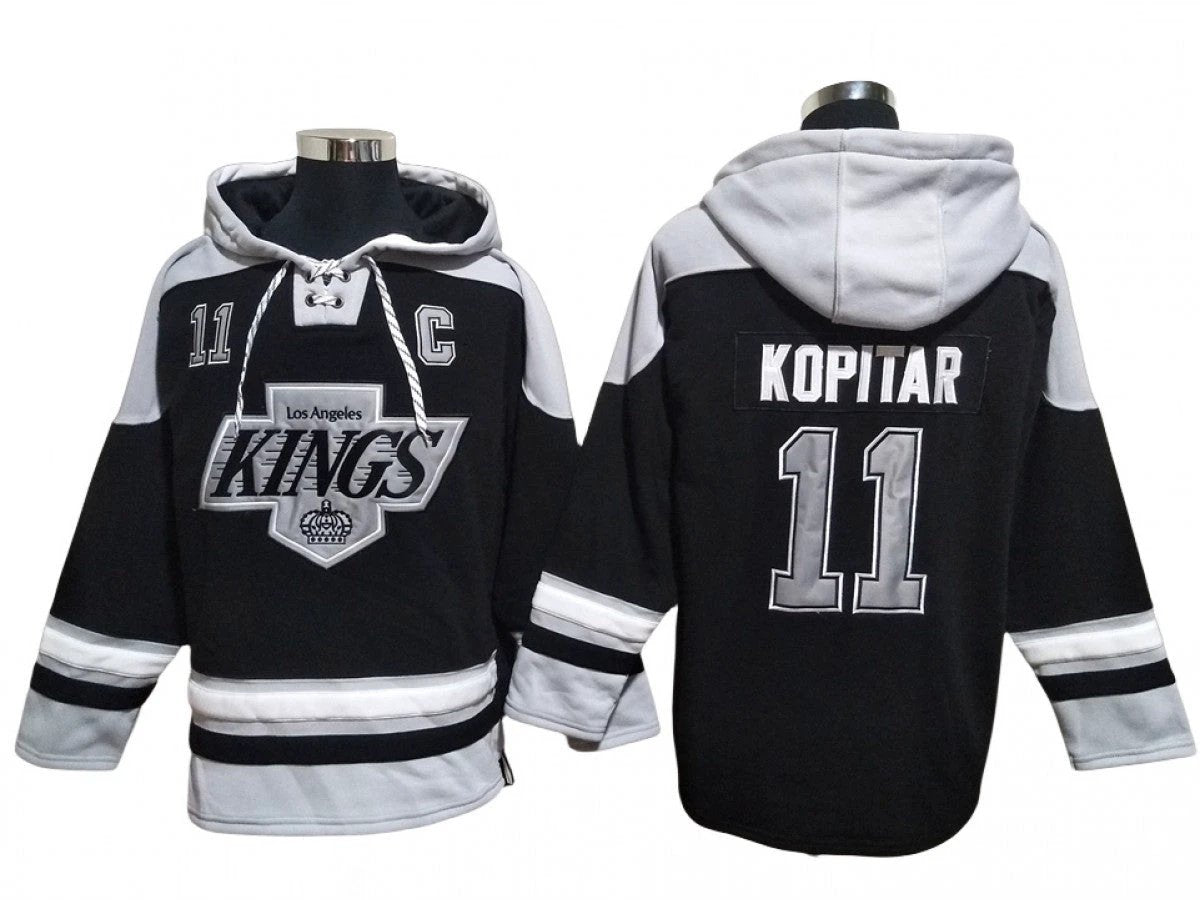 Los Angeles Kings #11 Anze Kopitar Black Pullover Hoodie by Hoodie Pullover