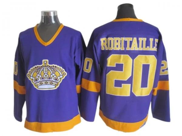 Los Angeles Kings #20 Luc Robitaille 1970 Vintage CCM Jersey - Purple by Hockey David
