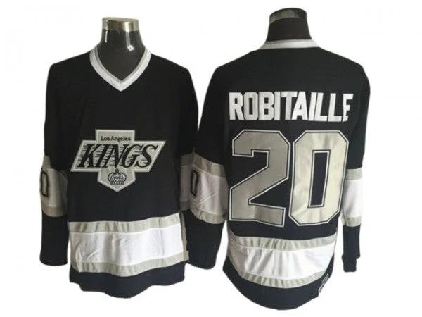 Los Angeles Kings #20 Luc Robitaille Black Pullover Hoodie by Hockey David