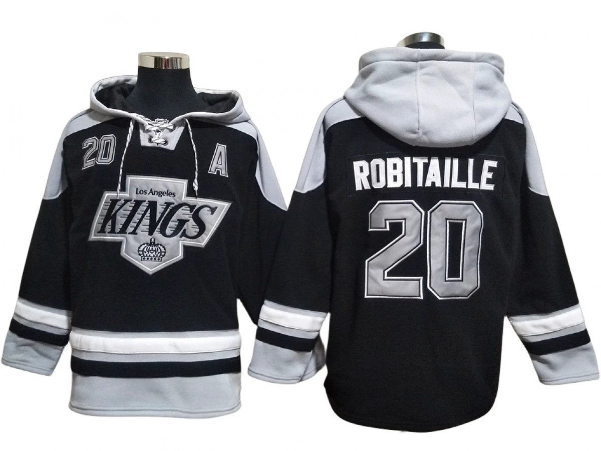 Los Angeles Kings #20 Luc Robitaille Black Pullover Hoodie by Hoodie Pullover